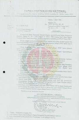 Surat dari Menteri Negara Agraria/Badan Pertahanan Nasional kepada Saudara Nina Karlin, SH.CN per...