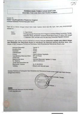 Permohonan Pembayaran Bantuan Rehabilitasi dan Rekonstruksi Rumah, Nama Kelompok Masyarakat Ngebl...