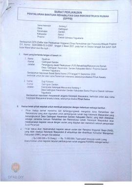 Surat Perjanjian Penyaluran Bantuan Rehabilitasi dan Rekonstruksi Rumah (SPPB),  Nama Kelompok Ke...