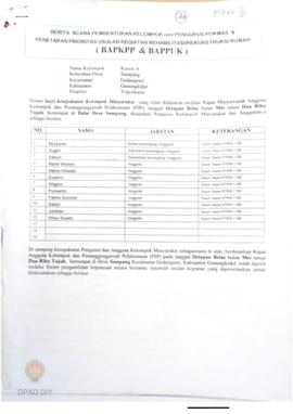 Berita Acara Pembentukan Kelompok dan Pengurus POKMAS & Penetapan prioritas usulan kegiatan R...
