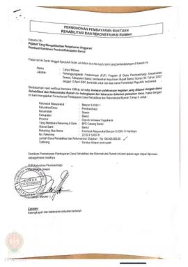 Permohonan Pembayaran Bantuan Rehabilitasi dan Rekonstruksi Rumah, Nama Kelompok Masyarakat Banyo...