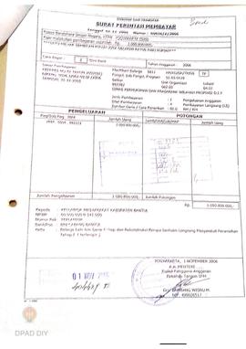 Surat Perintah Pencairan Dana kepada Kelompok Masyarakat Kabupaten Bantul perihal Belanja Lain-la...