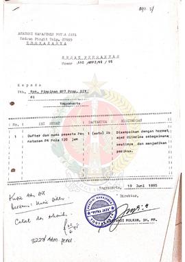 Surat dari Direktur Akademi Manajemen Putra Jaya Yogyakarta kepada Pimpinan BP-7 Provinsi Daerah ...