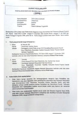 Surat Perjanjian Penyaluran Bantuan Rehabilitasi dan Rekonstruksi Rumah (SPPB), Nama Kelompok Ker...