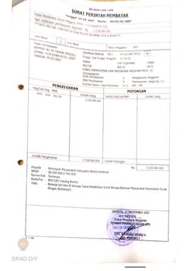 Surat Perintah Pencairan Dana kepada Kelompok Masyarakat Kabupaten Bantul untuk Belanja Lain-lain...