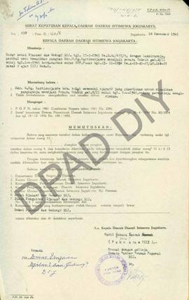 Surat Keputusan Kepala Daerah DIY Nomor : 1198/Pem.D/UP tentang kenaikan pangkat Sdr. Slamet Dwij...