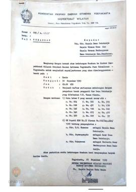 Undangan untuk menghadiri pertemuan dari Inspektorat Wilayah Pemerintah Prop. DIY No. 005/A 1235,...
