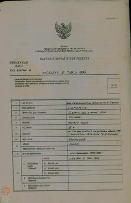 Kumpulan Daftar Riwayat Hidup Peserta Penataran bagi PNS Eselon  V Angkatan II, III, IV, IX, X At...