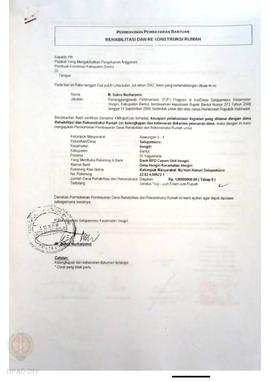 Permohonan Pembayaran Bantuan Rehabilitasi dan Rekonstruksi Rumah, Nama Kelompok Masyarakat Nawun...
