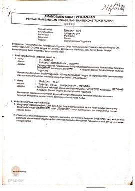 Amandemen Surat Perjanjian Penyaluran Bantuan Rehabilitasi dan Rekonstruksi Rumah (SPPB),  Nama K...