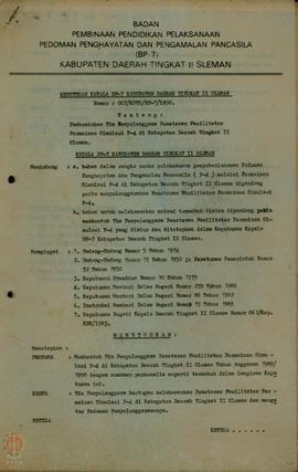 
SK Nomor: 002/Kpts/BP-7/1990 tentang Pembentukan Tim  Penyelenggaraan Penataran Fasilitator Perm...