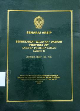 SENARAI ARSIP SEKRETARIAT WILAYAH/DAERAH PROVINSI DIY ASISTEN PEMERINTAHAN (ASISTEN I NO ARSIP : ...