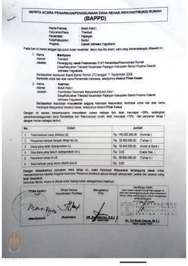 Berita Acara Penarikan/Penggunaan Dana Rehabilitasi/Rekonstruksi Rumah (BAPPD) Rusak Berat, Nama ...