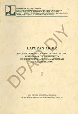 Laporan Akhir Studi Penyajian Informasi Lingkungan (PIL) Peremajaan perumahan kota Kalurahan Sind...