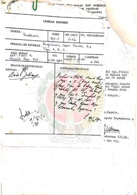 Surat dari Kepala Departemen Pendidikan dan Kebudayaan Kantor Wilayah Provinsi Daerah Istimewa Yo...
