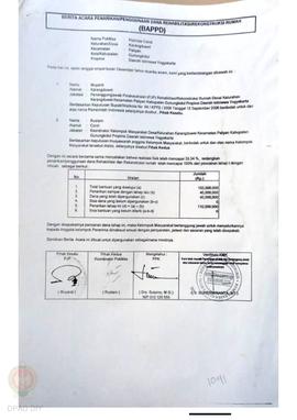 Berita Acara Penarikan/Penggunaan Dana Rehabilitasi/Rekonstruksi Rumah (BAPPD) Rusak Berat, Nama ...