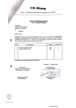 Kendali Kelengkapan Pengadaan Barang dan Jasa Rehab Rekons DIPA TA. 2006 dengan No.SPM 00126/XI/2...
