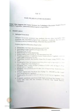 Laporan Pelaksanaan Program Kerja Tahun Anggaran 2002 Bakeslinmas Provinsi DIY.