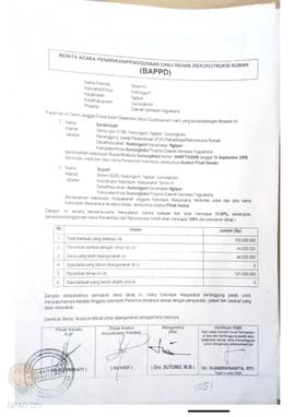 Berita Acara Penarikan/Penggunaan Dana Rehabilitasi/Rekonstruksi Rumah (BAPPD) Rusak Berat, Nama ...
