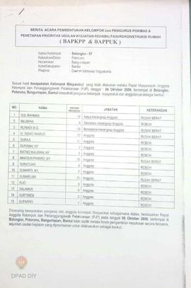Berita Acara Pembentukan Kelompok dan Pengurus POKMAS & Penetapan prioritas usulan kegiatan R...
