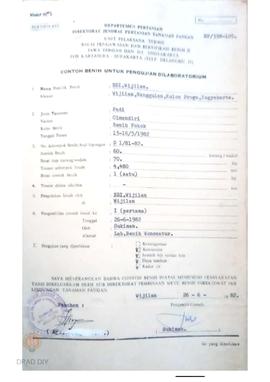 Surat keterangan ditujukan kepada Balai Pengawasan dan Sertifikasi Benih  II  Jateng dan DIY tent...