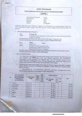 Surat Perjanjian Penyaluran Bantuan Rehabilitasi dan Rekonstruksi Rumah (SPPB),  Nama Kelompok Be...
