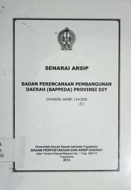 SENARAI ARSIP BADAN PERENCANAAN PEMBANGUNAN DAERAH (BAPPEDA) PROVINSI DIY