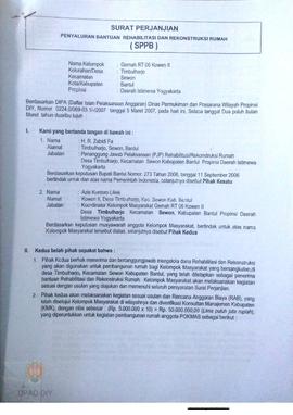 Surat Perjanjian Penyaluran Bantuan Rehabilitasi dan Rekonstruksi Rumah (SPPB),  Nama Kelompok Ge...