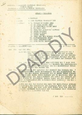 Surat Telegram  dari Kapolri, atas nama, DEOPS, u.b, Dir. IPP, Brigadir Jenderal Polisi Drs. Soet...