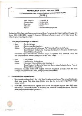 Surat Perjanjian Penyaluran Bantuan Rehabilitasi dan Rekonstruksi Rumah (SPPB),  Nama Kelompok Ma...