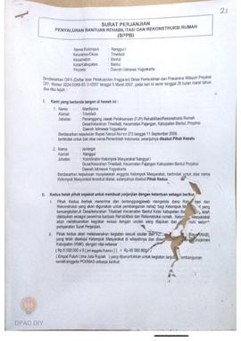 Surat Perjanjian Penyaluran Bantuan Rehabilitasi dan Rekonstruksi Rumah (SPPB), Nama Kelompok Nan...