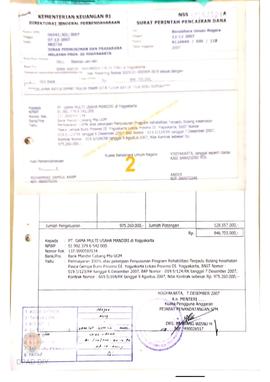 Surat Perintah Pencairan Dana kepada PT. Gama Multi Usaha Mandiri untuk Pembayaran 100% Atas Peke...