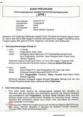 Amandemen dan Surat Perjanjian Penyaluran Bantuan Rehabilitasi dan Rekonstruksi Rumah (SPPB),  Na...
