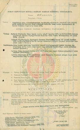 SK otorisasi Gubernur KDH DIY bulan Desember 1975.