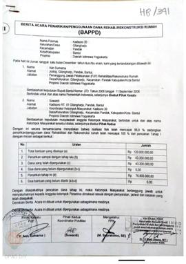 Berita Acara Penarikan/Penggunaan Dana Rehabilitasi/Rekonstruksi Rumah (BAPPD) Rusak Berat, Nama ...