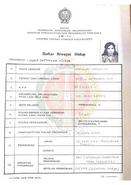 Daftar Riwayat Hidup Peserta Penataran P-4 bagi Guru se-Daerah Istimewa Yogyakarta tahun 1997 ata...