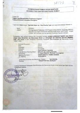 Permohonan Pembayaran Bantuan Rehabilitasi dan Rekonstruksi Rumah, Kelompok Masyarakat Siraman, K...