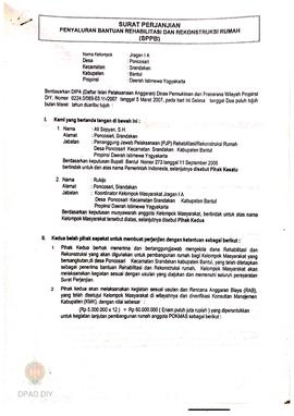Surat Perjanjian Penyaluran Bantuan Rehabilitasi dan Rekonstruksi Rumah (SPPB),  Nama Kelompok Ma...