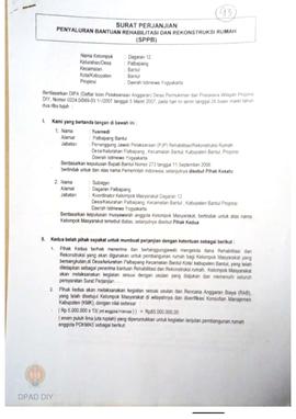 Surat Perjanjian Penyaluran Bantuan Rehabilitasi dan Rekonstruksi Rumah (SPPB), Nama Kelompok Mas...