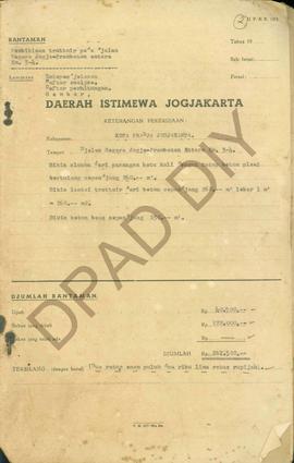 Rencana Biaya pembikinan trotoir pada jalan negara Yogya – Prambanan antara km 3 – 4.