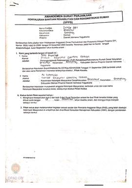 Amandemen Surat Perjanjian Penyaluran Bantuan Rehabilitasi dan Rekonstruksi Rumah (SPPB),  Nama K...