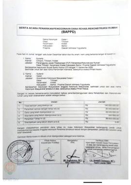 Berita Acara Penarikan/Penggunaan Dana Rehabilitasi/Rekonstruksi Rumah (BAPPD) Rusak Berat, Nama ...
