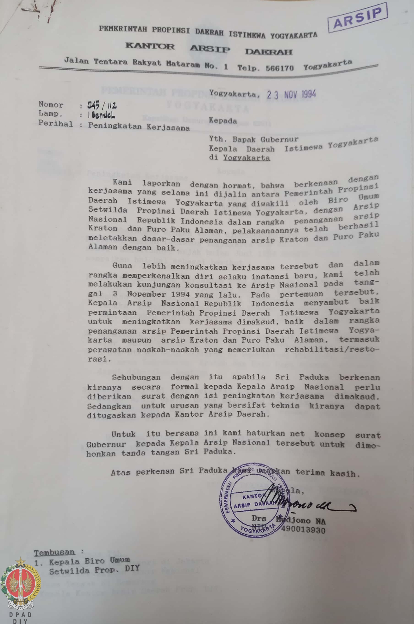 Berkas Pembuatan Surat Gubernur Kepala Kepada Kepala Arsip Nasional ...