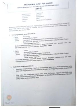Amandemen Surat Perjanjian Penyaluran Bantuan Rehabilitasi dan Rekonstruksi Rumah (SPPB), Nama Ke...
