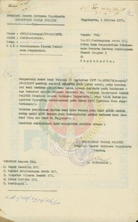 Penggantian bendaharawan proyek pembinaan masyarakat dan dari Direktorat Sosial Politik DIY.