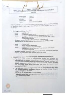 Surat Perjanjian Penyaluran Bantuan Rehabilitasi dan Rekonstruksi Rumah (SPPB), Nama Kelompok Mas...