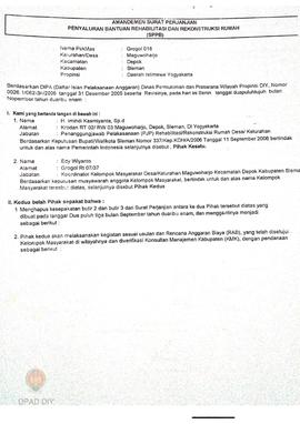 Amandemen Surat Perjanjian Penyaluran Bantuan Rehabilitasi dan Rekonstruksi Rumah (SPPB),  Nama K...