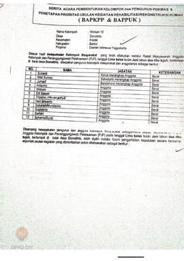 Berita Acara Pembentukan Kelompok dan Pengurus Kelompok Masyarakat dan Penetapan Prioritas Usulan...