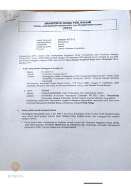 Amandemen Surat Perjanjian Penyaluran Bantuan Rehabilitasi dan Rekonstruksi Rumah (SPPB),  Nama K...