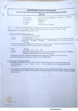Amandemen Surat Perjanjian Penyaluran Bantuan Rehabilitasi dan Rekonstruksi Rumah (SPPB),  Nama K...
